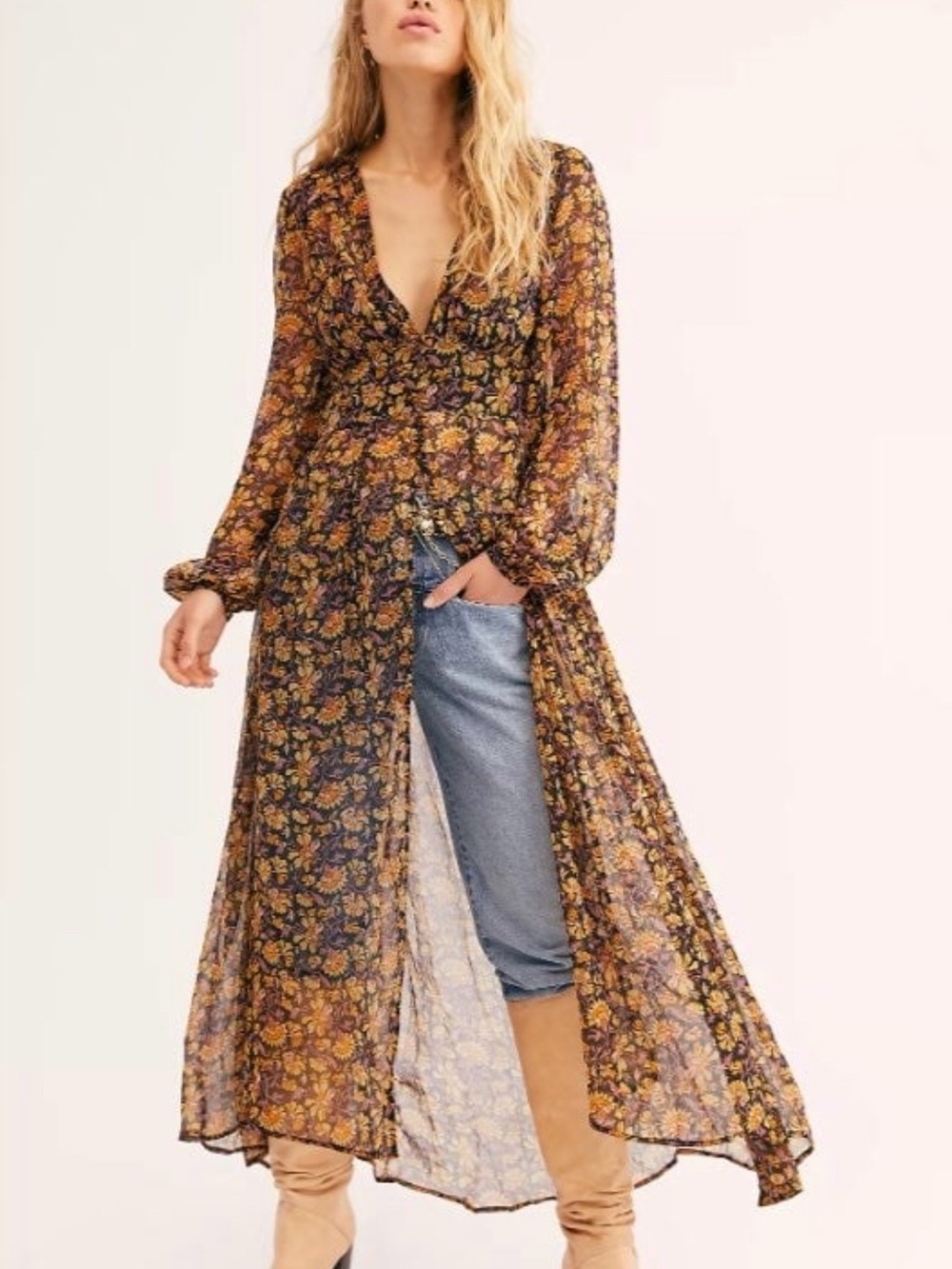 Free People Valerie Duster in honeysuckle